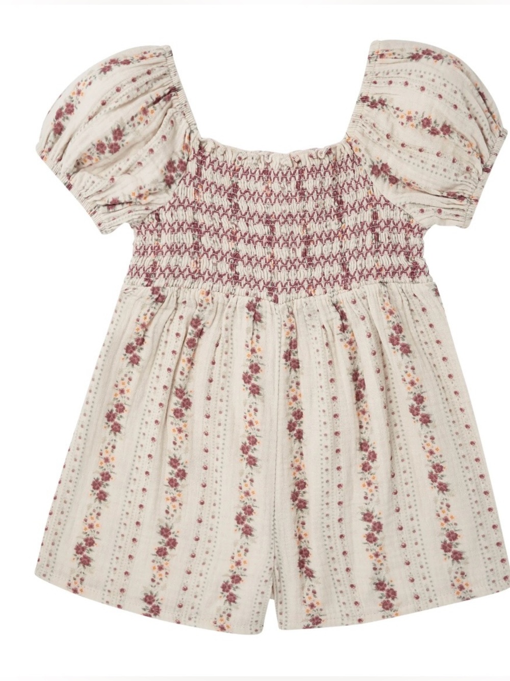Modern Moments by Gerber Girls 3T Floral Smocked Cotton Gauze Romper NWT